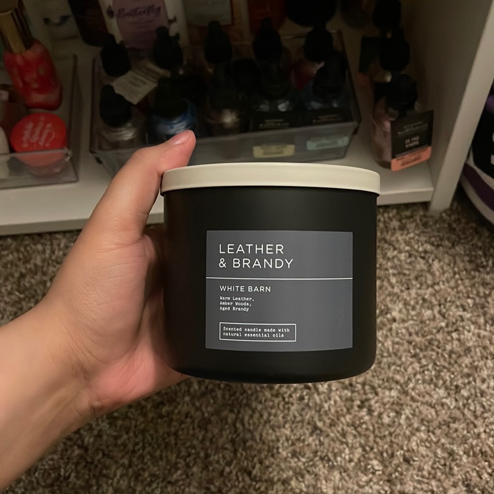 Leather & Brandy Bath and Body Works 3-wick candle